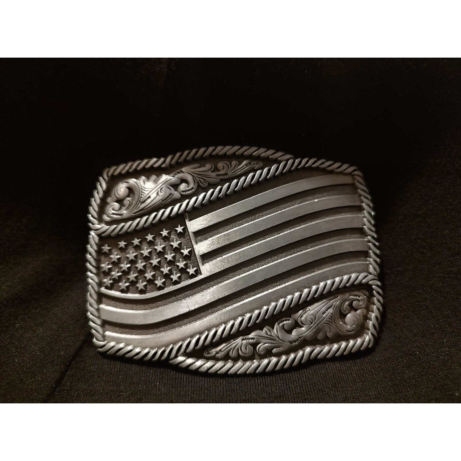 American Flag Patriotic Western Style Square Belt Buckle - High-Quality Metal.